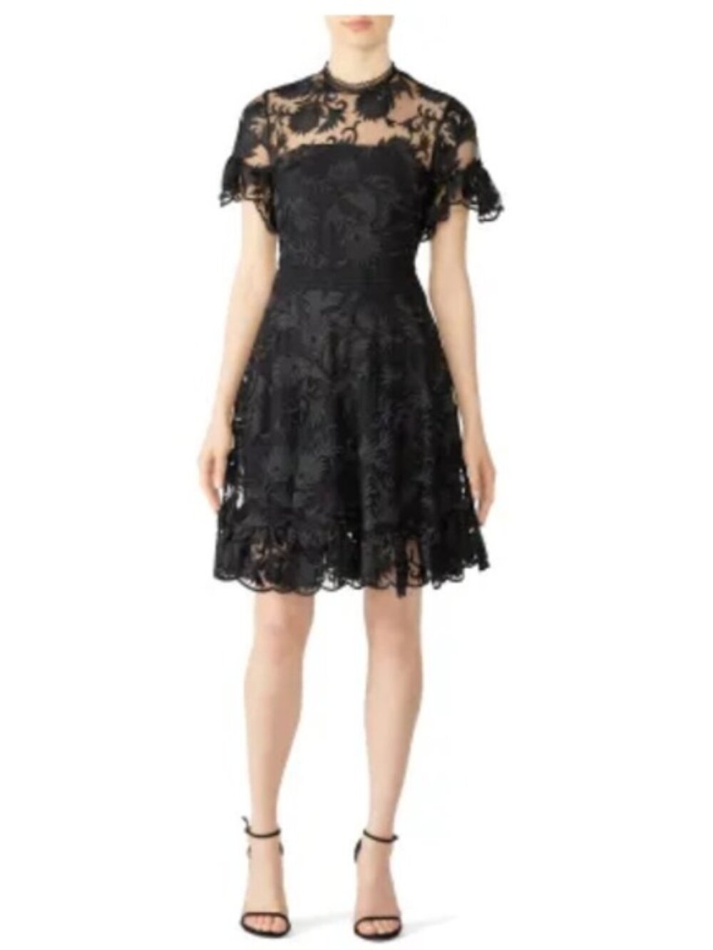 SHOSHANNA Midnight Sora Mini Dress Fit & Flare Black Lace Illusion Cocktail 4